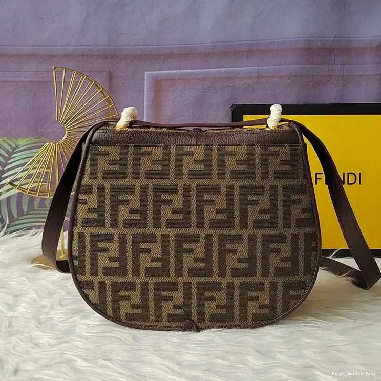 Affordable Motif FF Fabric C'mon Brown Bag Fendi In Medium 0612